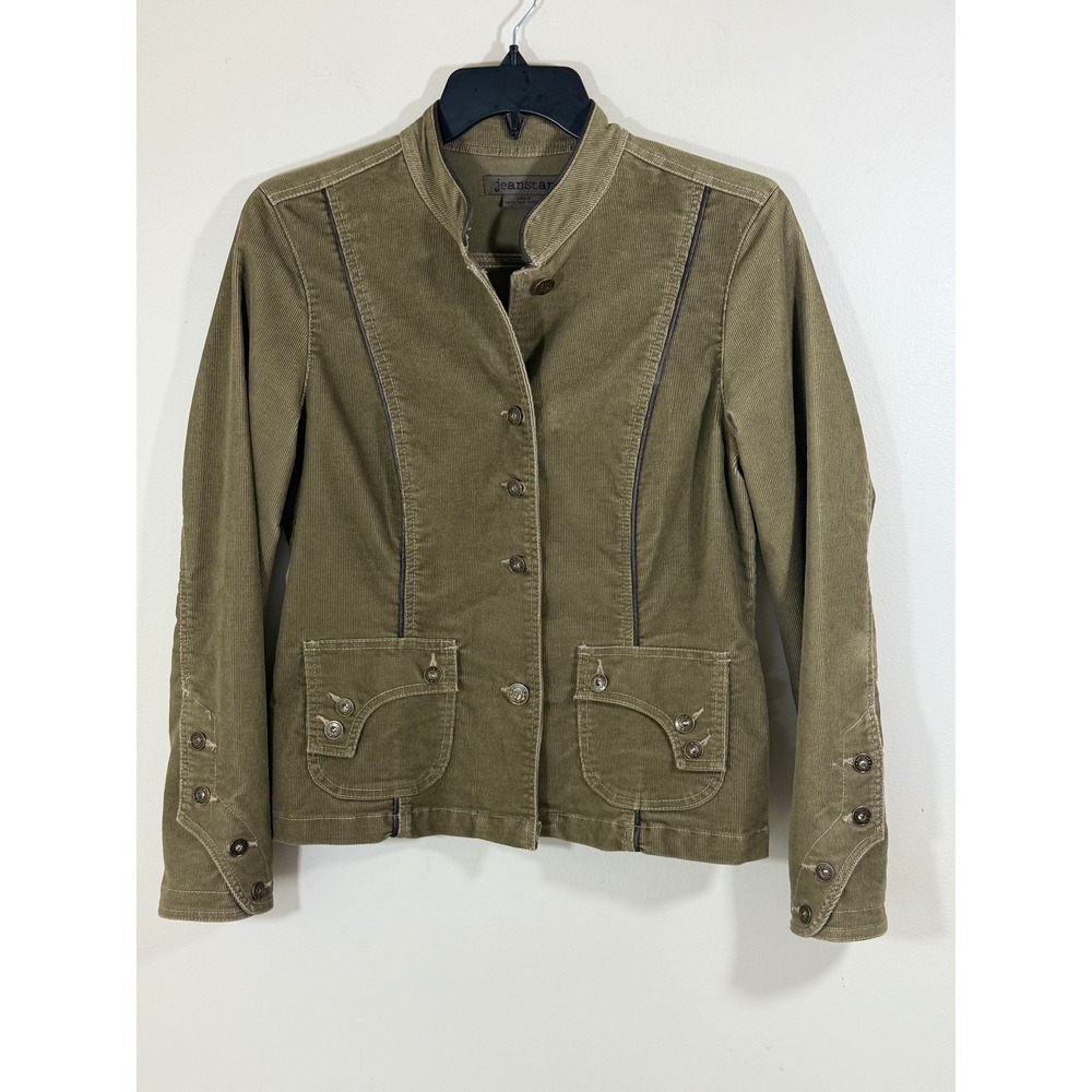 Jeanstar Corduroy Utility Jacket Women's M Olive Green Military Safari Casual
